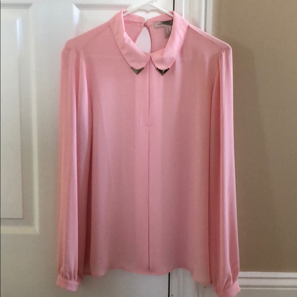 Love21 pink long sleeve blouse
